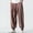 Coffee, variant on Men's Linen Harem Pants, Casual Baggy Cotton Pant, Solid Color Baggy Elastic Waist Trousers with Pocket Black L