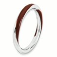 thumbnail image 3 of Bague Émaillée Torsadée Marron en Argent Sterling Stackable Expressions Taille 7, 3 of 3