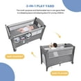 thumbnail image 2 of 4 in 1 Foldable Baby Bassinet Beside Sleeper, Large Baby Playard Beside Crib with Diaper Changing Table and Side Door Design, Grey, 2 of 10