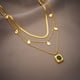 thumbnail image 4 of Zhuge Colgante de collar hecho a mano, con un colgante de acero de titanio con diamante verde de tres capas en forma de gota de agua suave (oro), 4 of 5