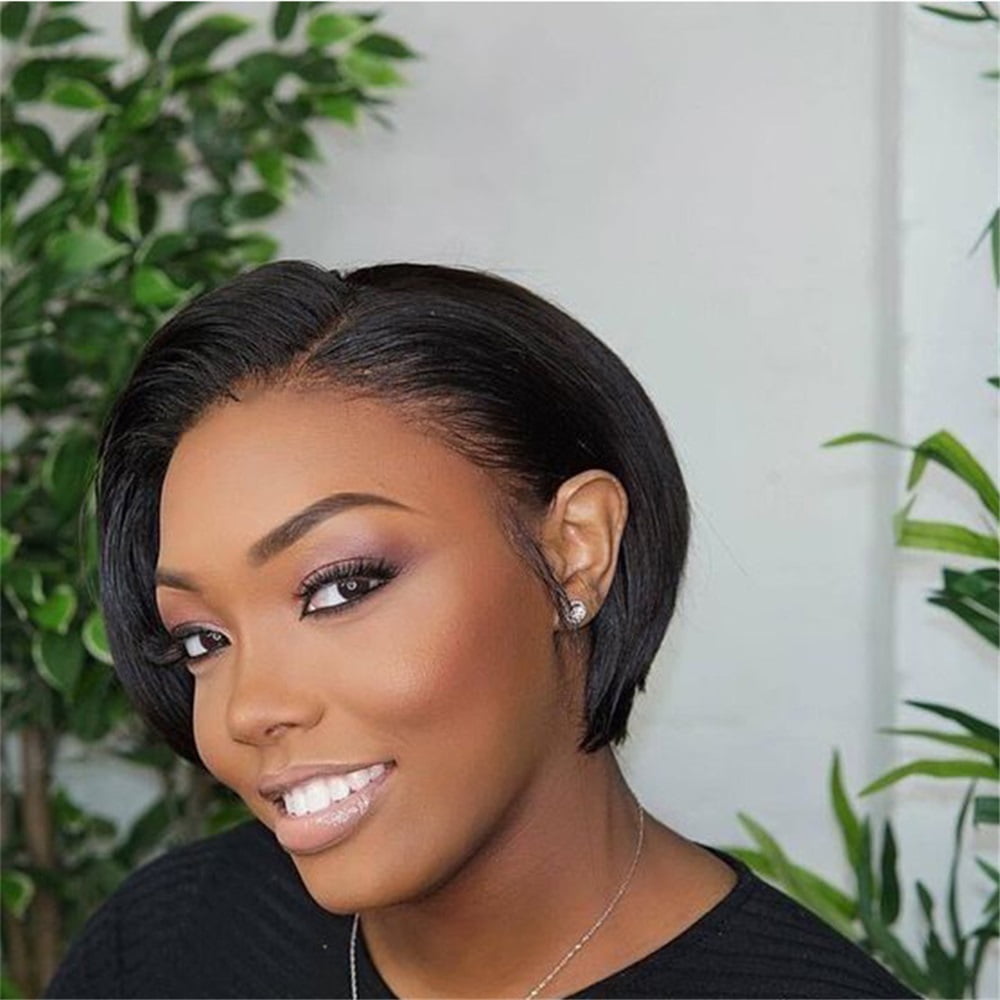 Short Human Hair Wigs Straight Remy Brazilian Transparent Straight Bob Human Hair Wigs for Black Women