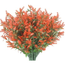 Morttic 10 Bundles Artificial Flowers, Outdoor UV Resistant Fake Flowers Plastic Greenery Shrubs Plants for DIY Floral Arrangement, Hanging Pots, Home Garden Decor (Orange Lavender)