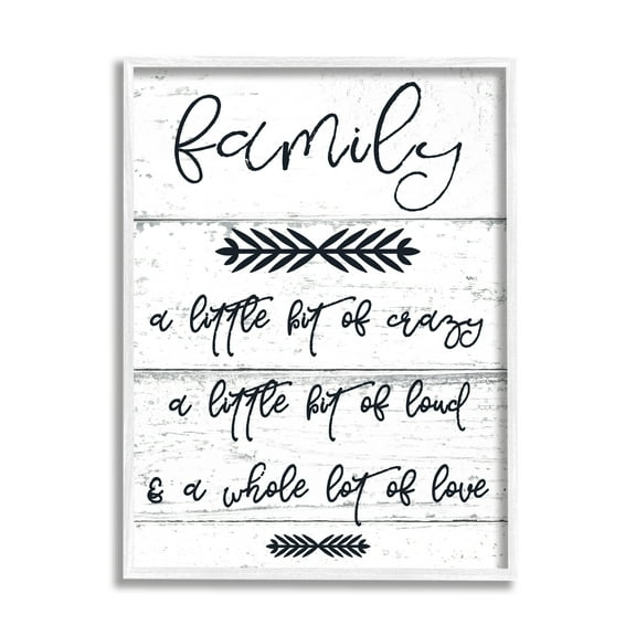 Stupell Industries A Little Crazy Loud Love Family Graphic Art White Framed Art Print Wall Art, 11x14, by Daphne Polselli