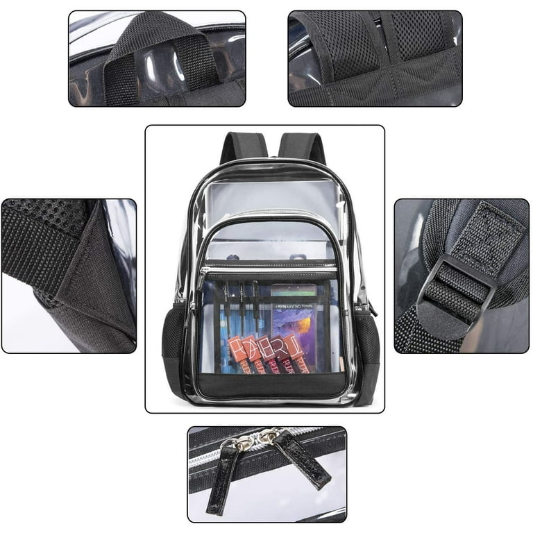 Aokur Aoker Clear School Bag Unisex Large Bookbag See Through Backpack for Women and Men Transparent Bag for College Work Security Travel Sports