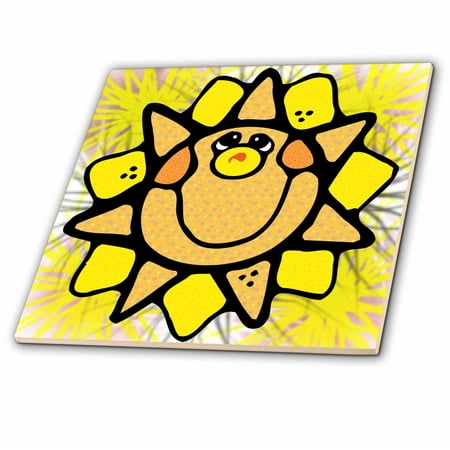 3dRose Cute Country Smiling Sun - Glass Tile, 6-inch