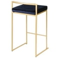 thumbnail image 4 of Fuji Contemporary-Glam Stackable Counter Stool In Gold With Blue Velvet Cushion - Set Of 2, 4 of 7