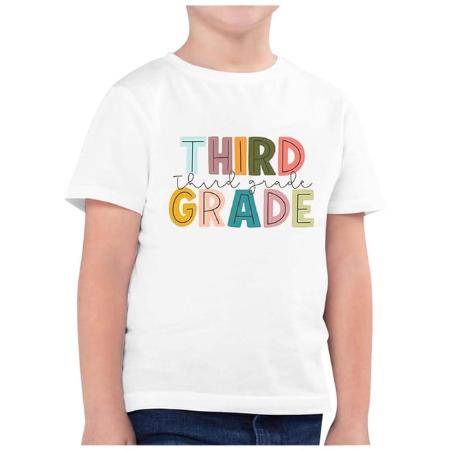 TZEWGL Chemise Mignonne pour Tout-Petit Rentrée Scolaire Imprimée Col Rond Manches Courtes Vêtements pour Infnants Taille 8-9T
