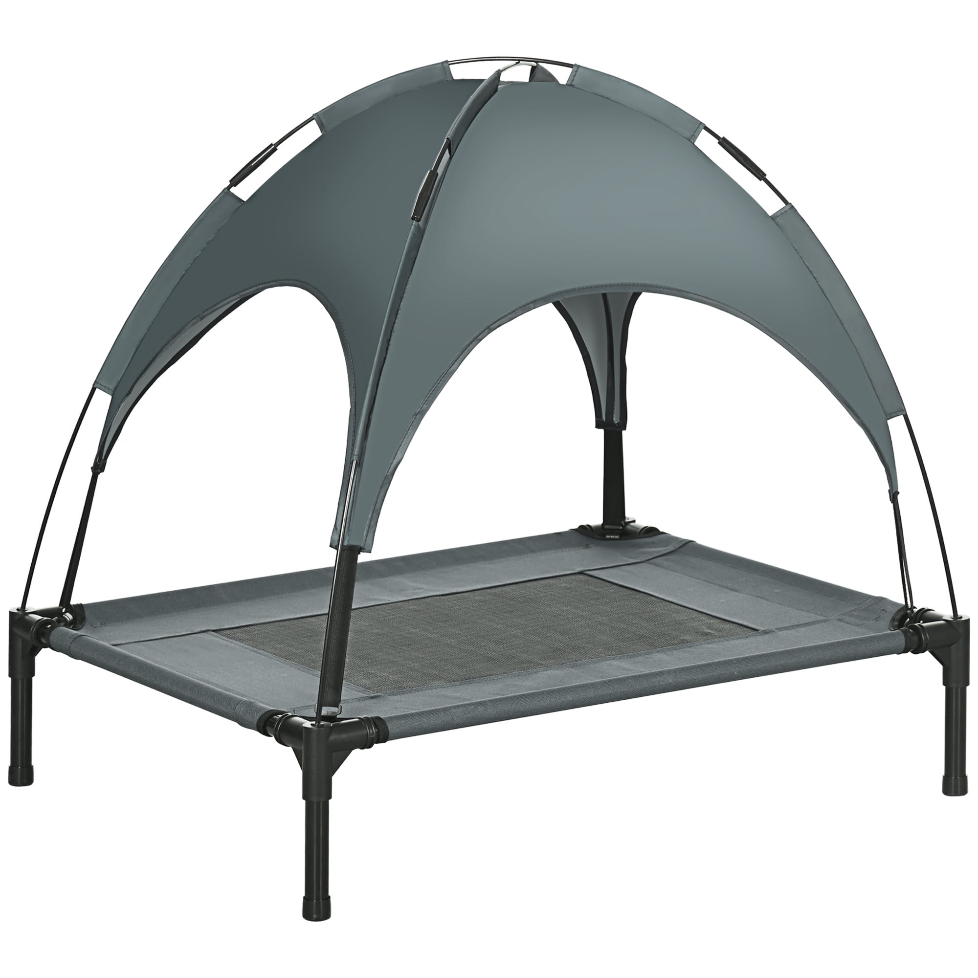 Elevated Portable Dog Cot Pet Bed With UV Protection Canopy Shade, 30 inch