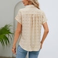 thumbnail image 6 of TTUHYWXI Womens Short Sleeve Shirts V Neck Collared Button Down Shirt Tops with Pockets (Beige, XL), 6 of 9