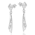 thumbnail image 5 of Abstract Greek Key Style .925 Sterling Silver Post Dangle Earrings, 5 of 5
