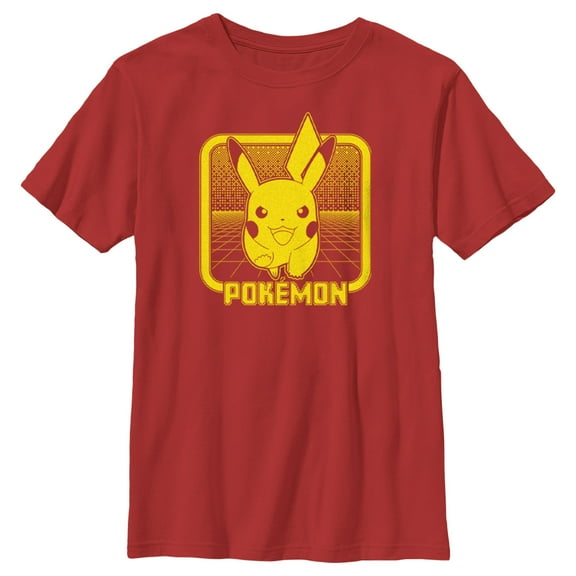 Boy's Pokemon Digital Pikachu  Graphic Tee Red Large
