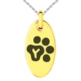 thumbnail image 1 of Stainless Steel Letter Y Initial Cat Dog Paws Monogram Engraved Small Oval Charm Pendant Necklace, 1 of 1