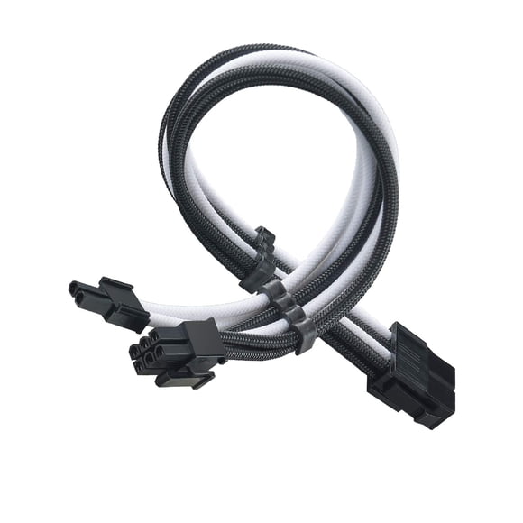 Sst-Pp07E-Pcibw Cable De Extensión De Funda Blanca Y Negra De 6 + 2 Pines, Peine De Cable Negro De 18Awg X 4