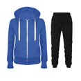 thumbnail image 1 of Gibobby Conjunto dama pants y sudadera afelpada Conjunto deportivo de dos piezas para mujer, suéter con cordón y capucha de Color sólido, moda informal de oto(Azul,XL), 1 of 2