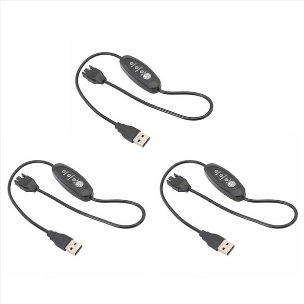 3X Cable de Ventilador de Refuerzo USB de 5 V A 12 V Cable de Ventilador USB Ajustable de Cable de Ventilador de Chasis USB A 12 V con 3 Velocidades Ajustables