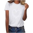 thumbnail image 2 of Meichang T-Shirts Cœur d'Amour pour Femmes T-Shirts de la Saint-Valentin T-Shirts Graphiques Amusants de la Saint-Valentin Hauts Mignons Col Rond Manches Courtes Décontractées T-Shirts de Vacances Saint-Valentin, 2 of 6