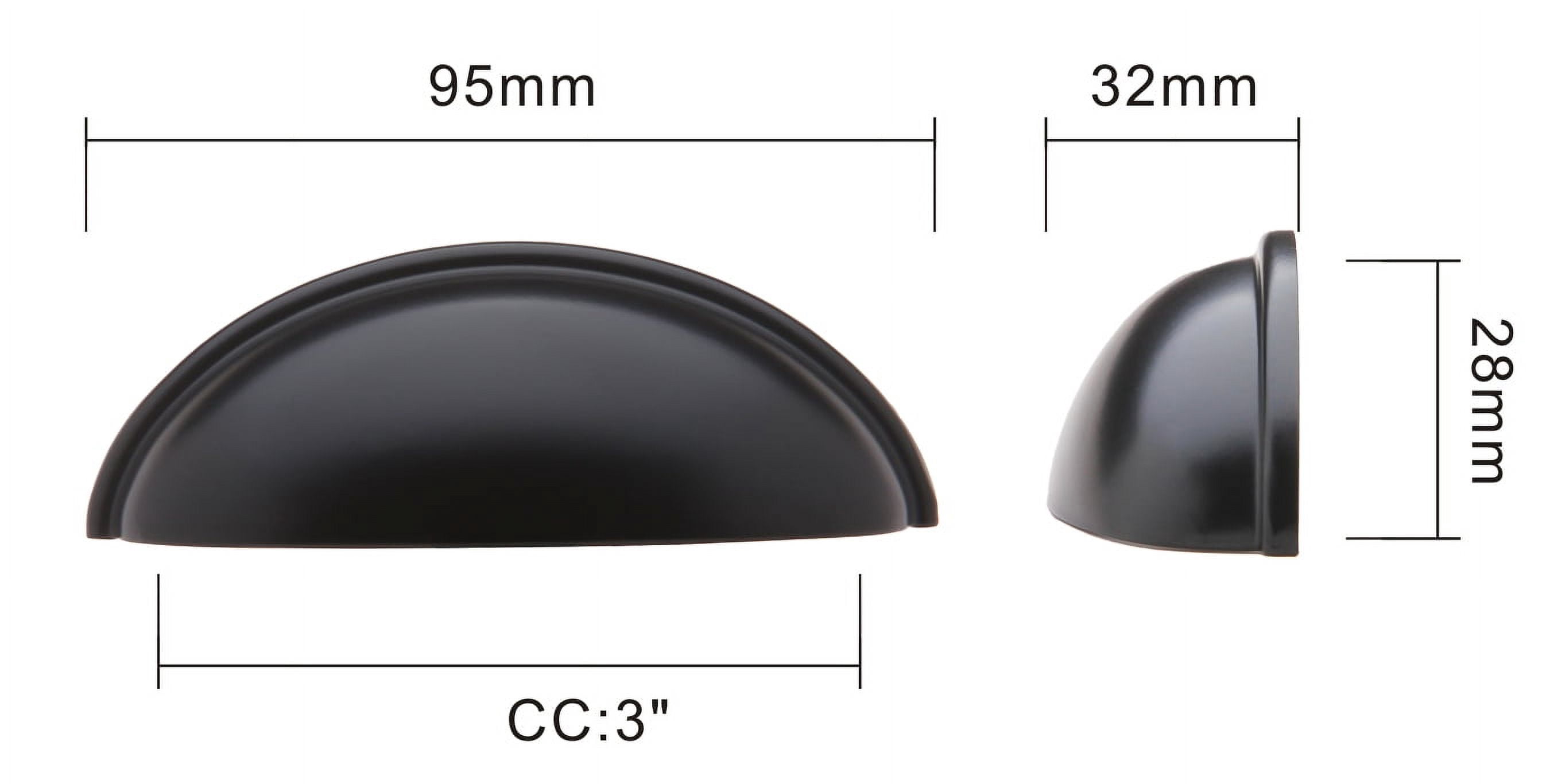 10 Pack 3" Inch Hole Centers Cabinet Bin Cup Drawer Cup Pulls Kitchen Hardware Handles, Black, by Silverline