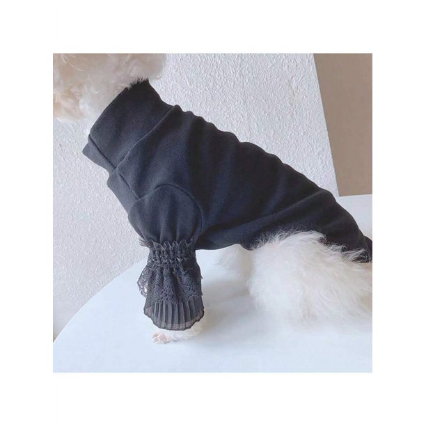 1pc Pet Clothes Spring & Autumn Lace Long Sleeve Dog T-Shirt, For Pets Only