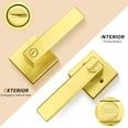 thumbnail image 2 of Square Privacy Door Levers Keyless Chrome Door Handle Indoor Door Handles Interior Bed/Bath Door Lever Handleset Reversible for Left Right Sided Doors, 2 of 7