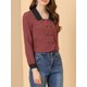 thumbnail image 5 of CAMISA DE MANGA LARGA CON CUELLO PETER PAN A CONTRASTE DE GINGHAM PARA MUJERES CHIC INSPIRADAS ROJO-Negro XS, 5 of 6