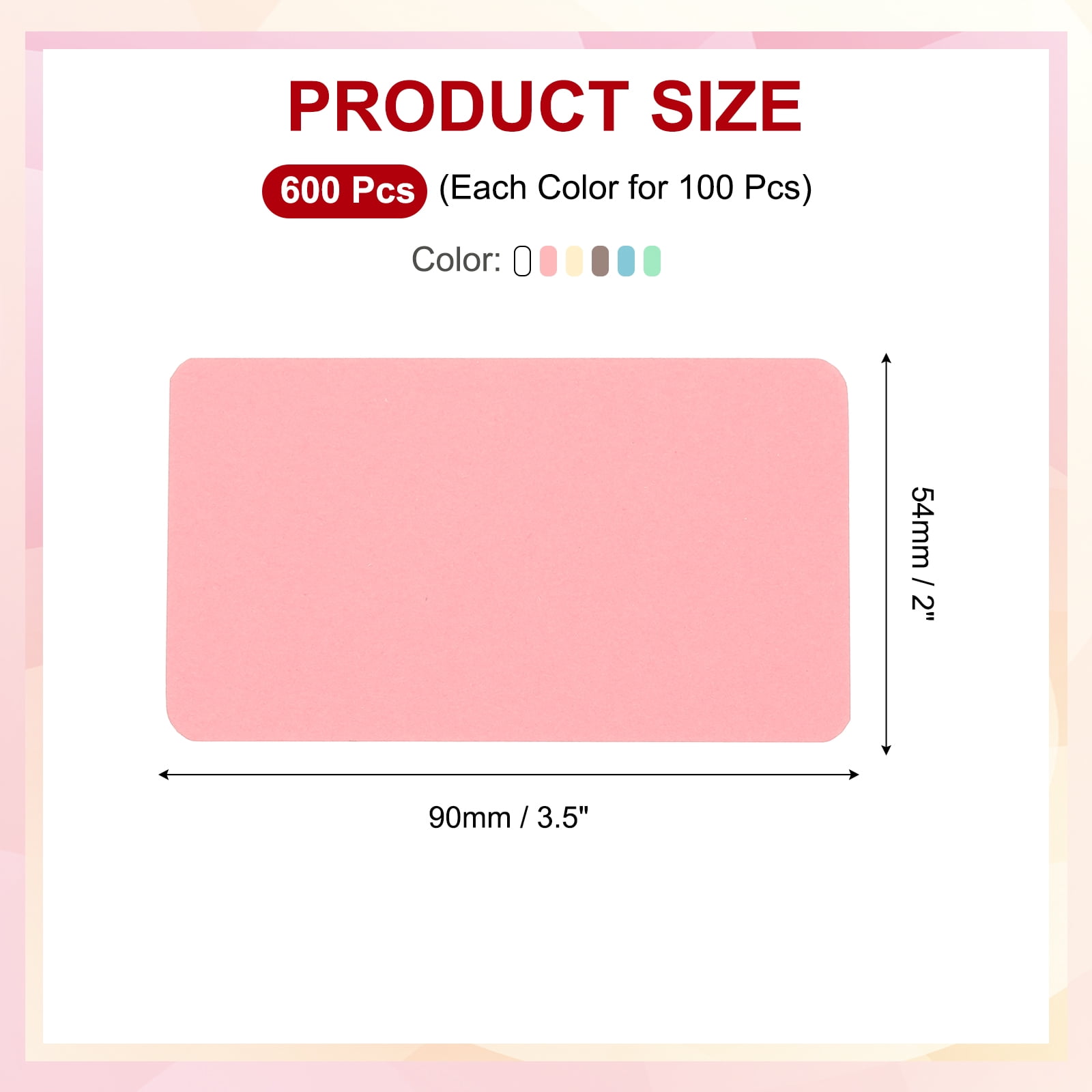 3.5"x2" Blank Paper Business Cards 600 Pack Small Index Flash Cards Words Message Note Card Mini Paper Tags for DIY Craft Scrapbooking, 6 Colors