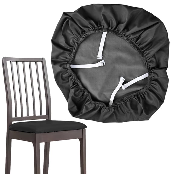 Chair Seat Covers, High Chair Protector Cover, Universal Fit Stretch Protector Covers, Washable Dustproof Slipcover Seat Cushion, Chair Waterproof Protective Cover Black 14.2-17.7 In