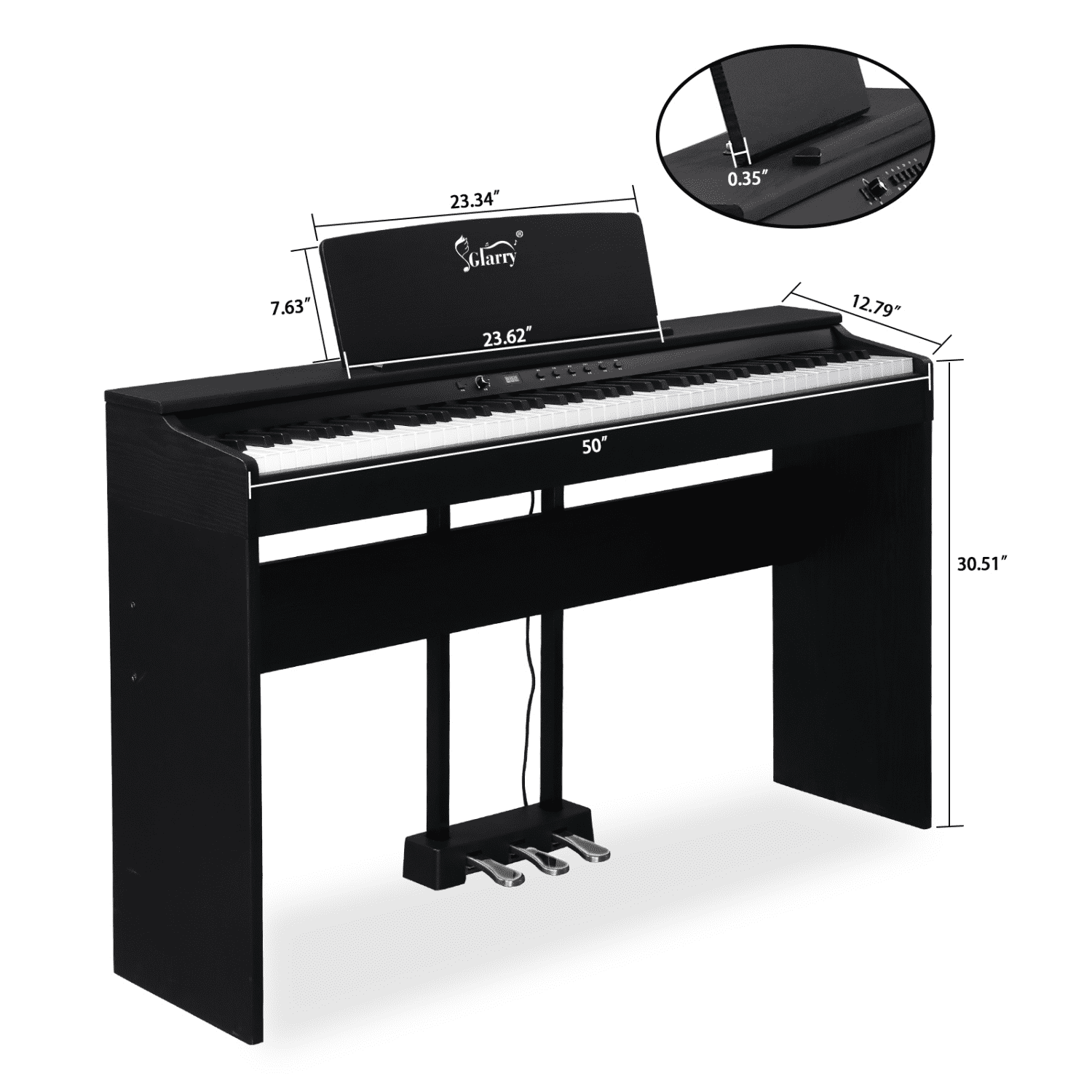 Hassch 88 Key Full Weighted Digital Piano, Electric Keyboard Piano with Furniture Stand, Triple Pedals, Power Adapter and Headphone for Beginner, Black