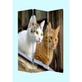 thumbnail image 2 of 3 Panel Foldable Wooden Screen with Kitten Print, Brown and Green - Saltoro Sherpi, 2 of 2