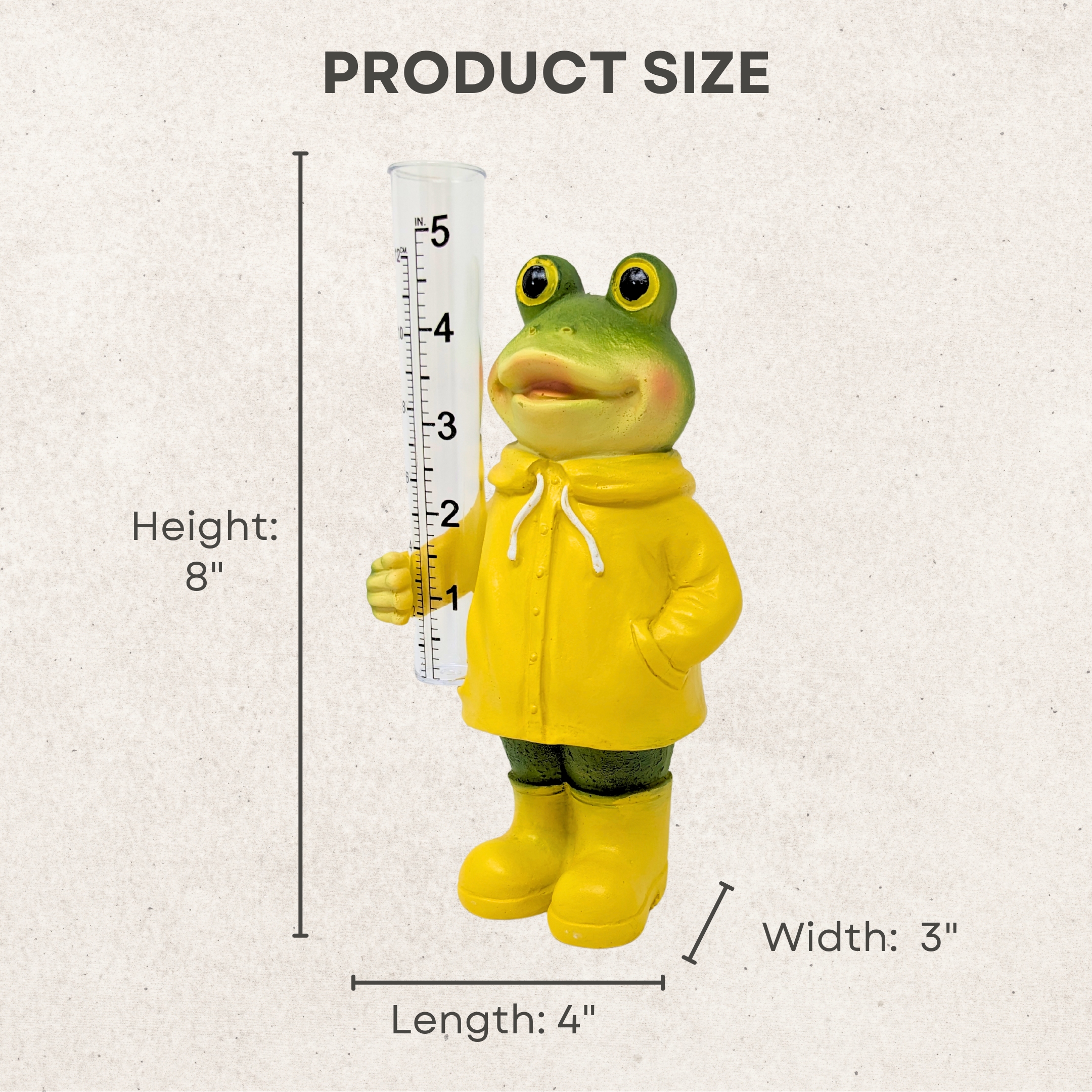 Frog Rain Gauge – Resin Garden Frog with Plastic Tube, Outdoor Decorative Rain Measurement Tool