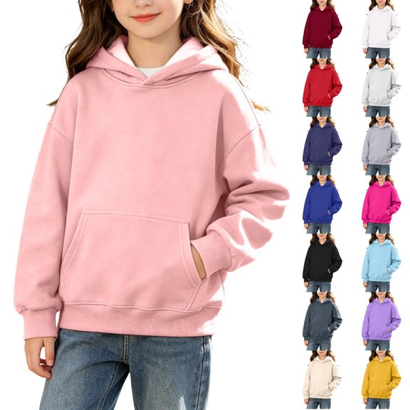 Kids Girls Boys Hoodies Preppy Long Sleeve Sweatshirt Pullover with Pockets Soft Hoodies for Teen Girls Boys