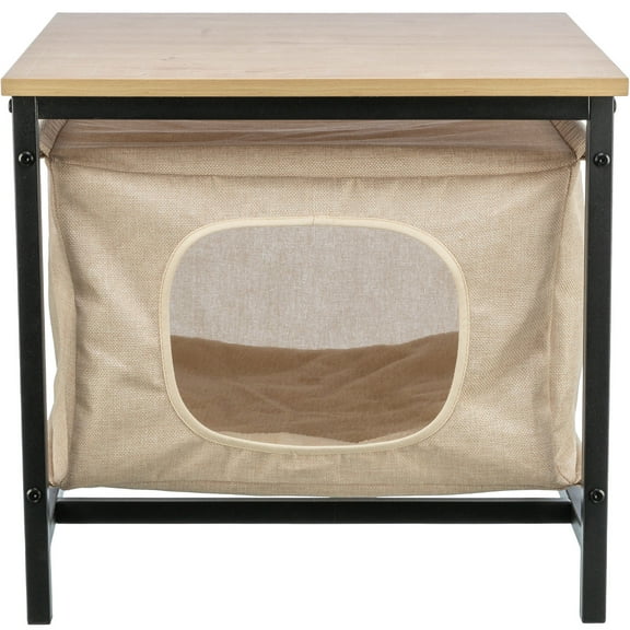 TRIXIE Emmie Indoor Cat Condo, Cat Bed Side Table, Cat Hideaway Cave with Cozy Cushion, Beige