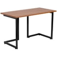 thumbnail image 1 of Cherry Computer Desk with Black Metal Frame, 1 of 9