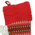 thumbnail image 2 of Northlight 19" Red and Green Sweater Knit Christmas Stocking with Pom Poms, 2 of 3