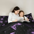 thumbnail image 4 of jejeloiu Chic Butterflies Bedding Comforter Set,Dreamy Purple Dandelion Twin Comforter Sets,Country Floral Bedding Set For Kids,Luxury Bedroom Decor Reversible,2-Piece, 4 of 7