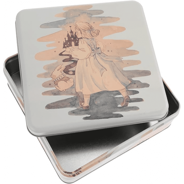 Caja Caja De Lata Para Galletas Recipiente Sellado De Metal Lata De Té De Diente De León Lata Cuadrada Para Galletas Latas Para Galletas Con Tapas Porta Té Chocolate 17 * 17 * 6 CM amarillo claro
