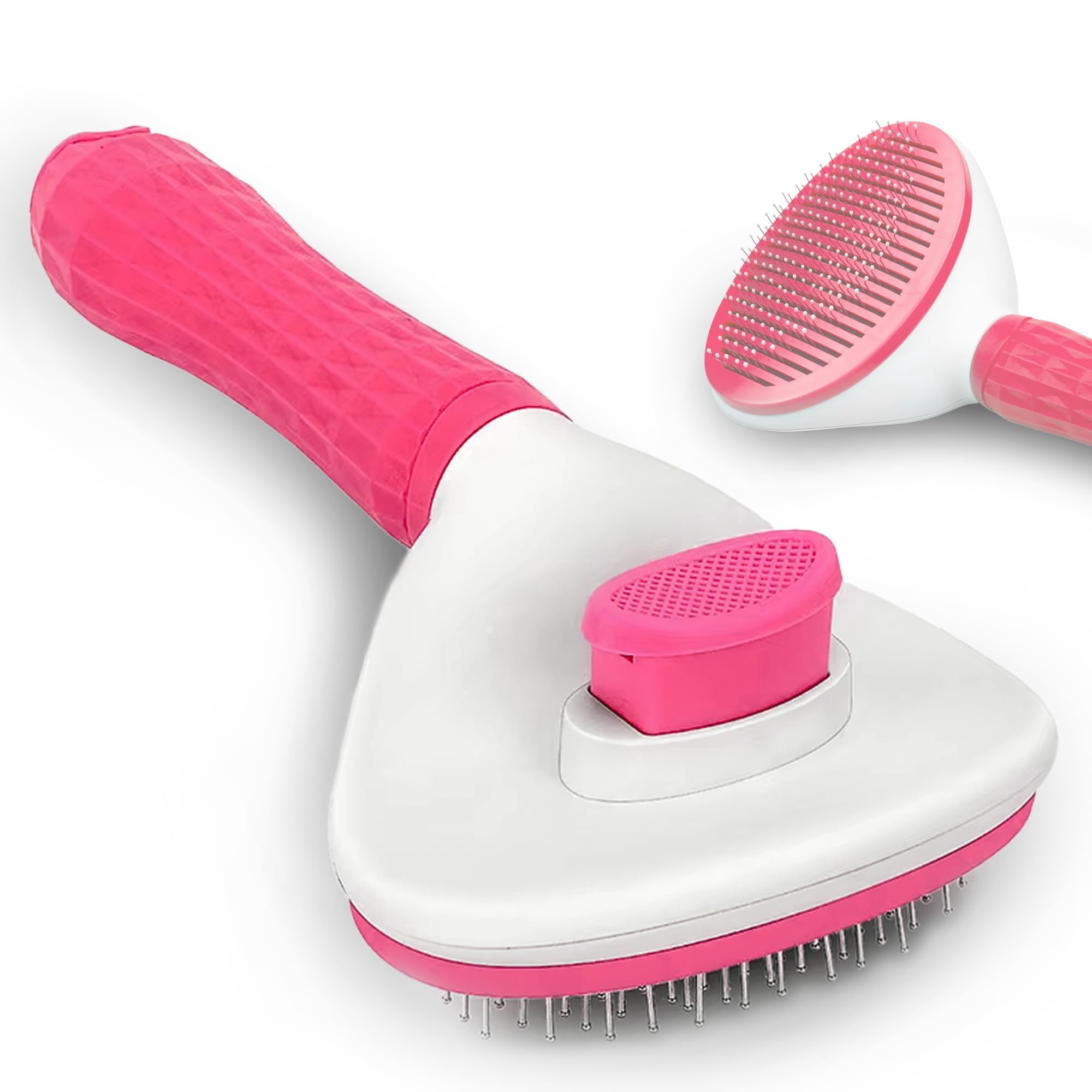 Dog & Cat Brush Soft Self Cleaning Slicker Brush Skin-Friendly Upgraded Dog Brush for Shedding Massaging and Grooming – Perfect for Long & Short Coats (Pink)
