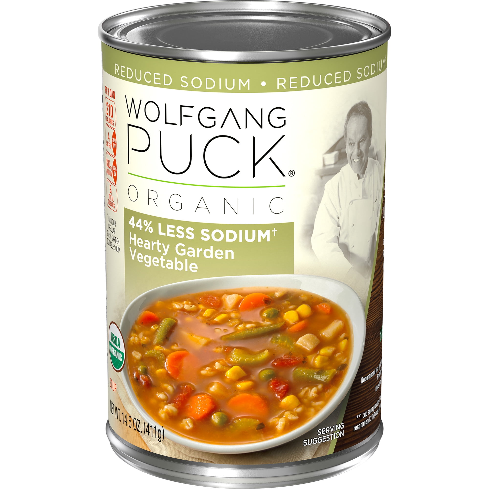 Wolfgang Puck Organic 44 Less Sodium Hearty Garden Vegetable Soup, 14.