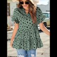 thumbnail image 4 of Blusas Bohemias de con Cuello en V, Corta, Fruncidas y Estampados Al Azar para Mujer, Estilo Casual, Color Verde M, 4 of 10