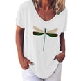 thumbnail image 2 of CEHVOM Mode Femmes T-Shirt Imprimé à Col en V Manches Courtes T-Shirt Décontracté Hauts Blouse, 2 of 5