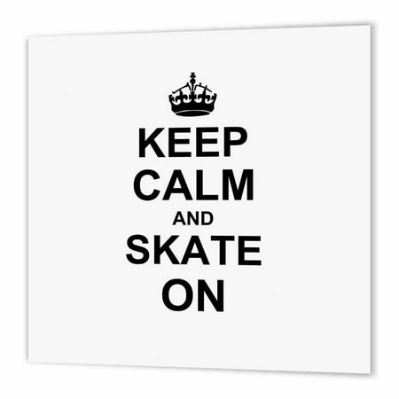 3dRose Keep Calm and Skate on - carry on skating - funny skateboarding ice skater or roller skating gifts, Iron On Heat Transfer, 8 by 8-inch, For White