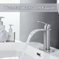 thumbnail image 5 of WOWOW Waterfall Bathroom Faucet Single Handle, Single Hole Bathroom Sink Faucet Stainless Steel, Brushed Nickel Bathroom Faucet with Deck Plate, 1 Hole or 3 Hole Lavatory Faucet for Bathroom Sink, 5 of 8