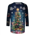 thumbnail image 5 of Fashion Fall Saving LiMoi Women's Festive Christmas Tree Print Three Quarter Sleeve Round Neck Casual Tops Tees Tshirts Shirts Blouse for Holiday My Items, 5 of 5