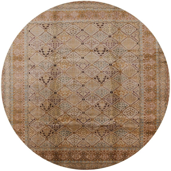 Ahgly Company Indoor Round Mid-Century Modern Light Copper Gold Oriental Area Rugs, 5' Round