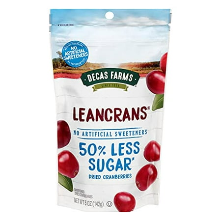 Decas Farms LeanCrans Reduced Sugar Dried Cranberries, 5 Ounce