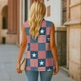 thumbnail image 4 of Psesaysky Women's Sleeveless Blazer Vest American Flag Plaid Print Open Front Casual Warm Suit Blazer V-Neck Lapel Outerwear Vests, Size 2XL, 4 of 6