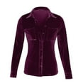 thumbnail image 5 of Long Sleeve Shirts for Women Winter Fashion Velvet Button Pocket Casual Shirt Top, 5 of 6