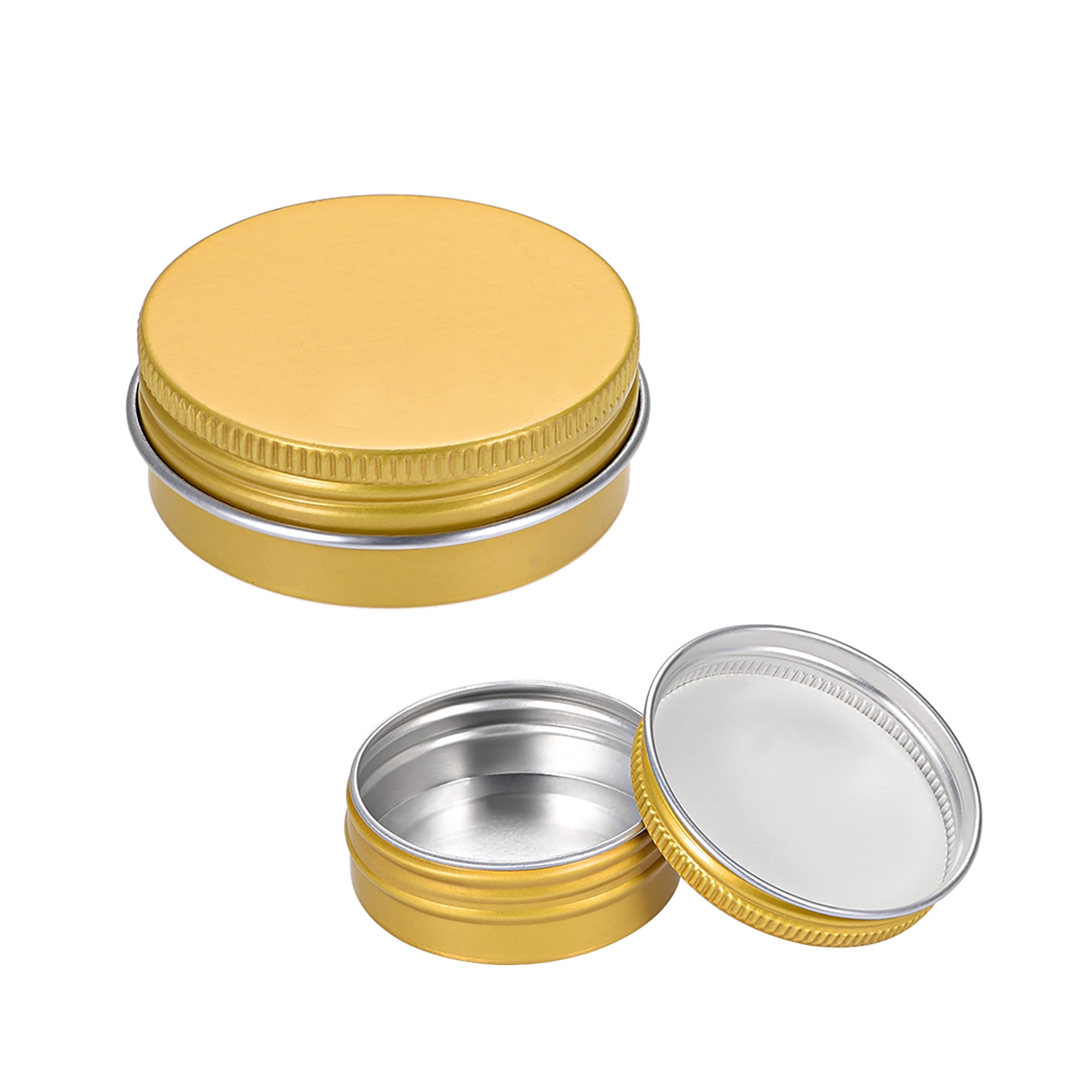 1 oz Round Aluminum Cans Tin Screw Top Metal Lid Containers Gold Tone