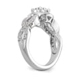thumbnail image 6 of Solid 14K White Gold Round Diamond Side-Stones with CZ Cubic Zirconia Center Stone Halo Engagement Ring Size 7.5, 6 of 8