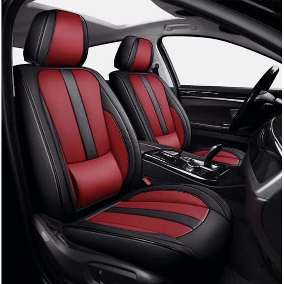Gsuatey Leather Car Seat Cover Set Front and Rear Full Set for Jeep Wrangler JK JL 2007-2023 Red-Black