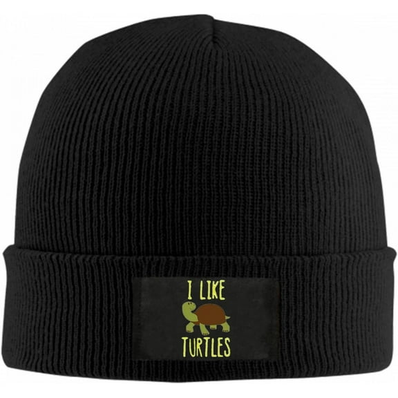 I Like Turtles Beanie Hat for Women Men Winter Hat Cuffed Winter Beanie Warm Skull Cap Plain Knit Hat Cap